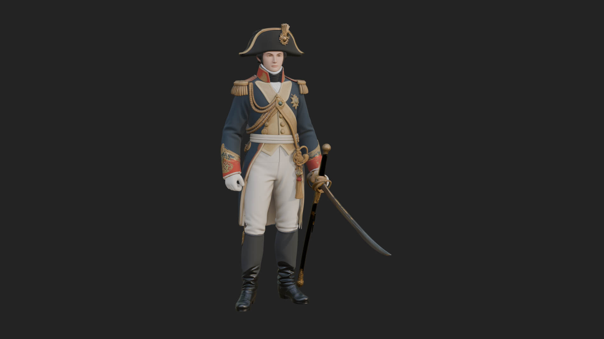 Napoleonic Officer Statue Design 12 3D Print Model 3D Model