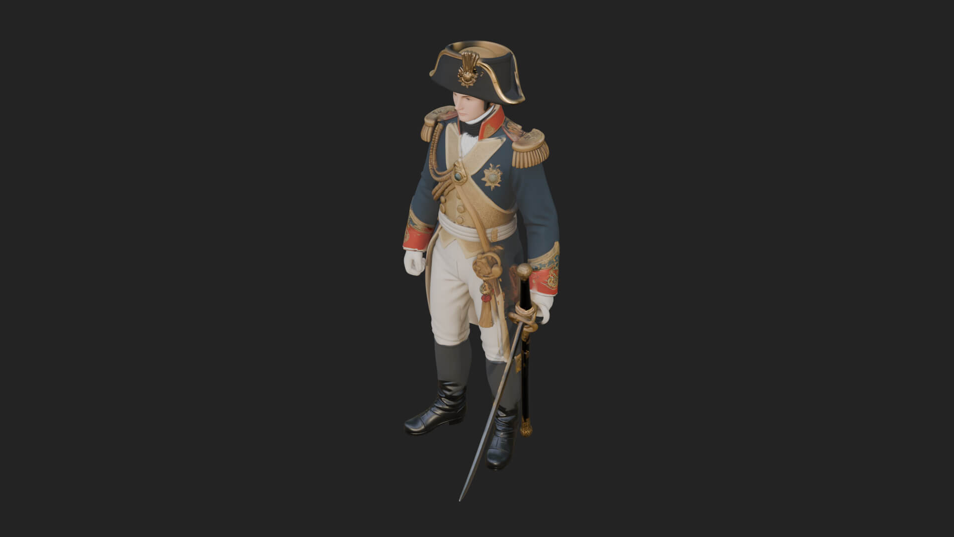 Napoleonic Officer Statue Design 12 3D Print Model 3D Model