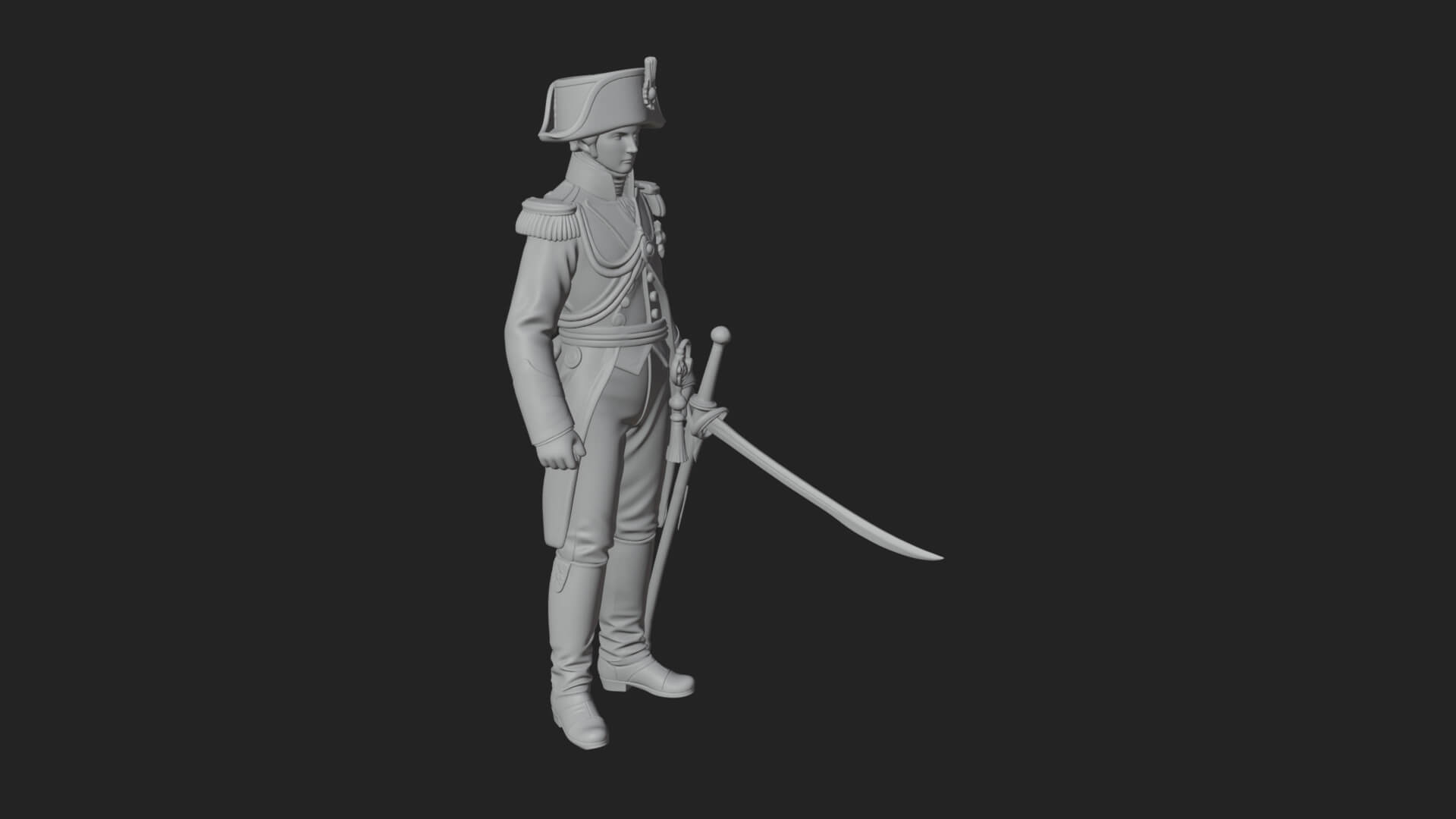 Napoleonic Officer Statue Design 12 3D Print Model 3D Model