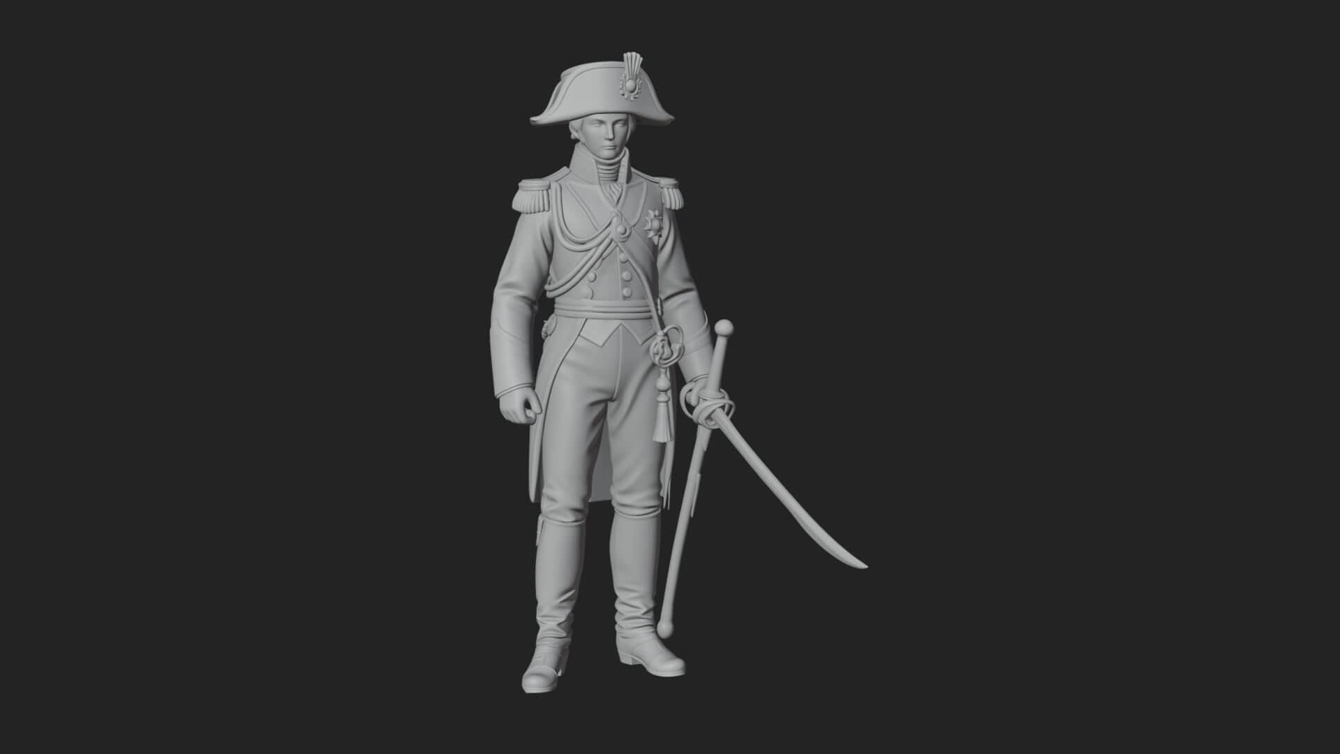 Napoleonic Officer Statue Design 12 3D Print Model 3D Model