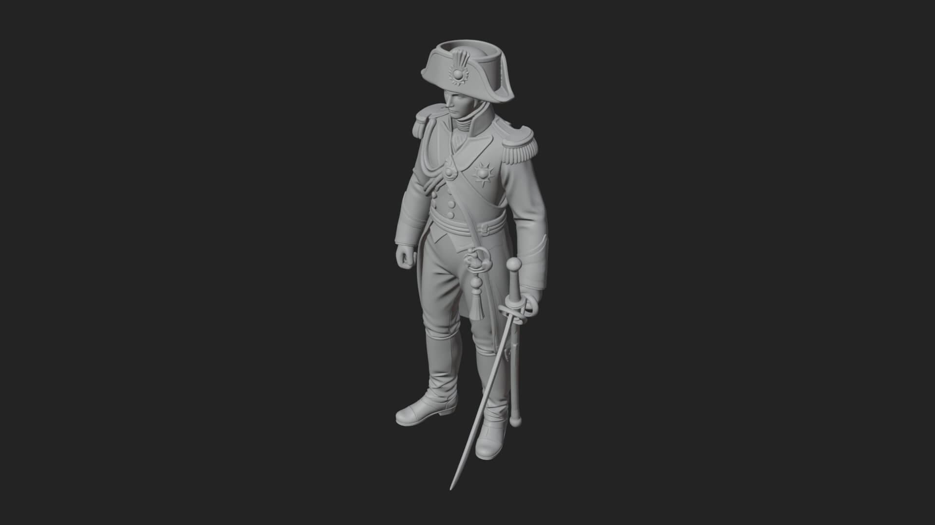 Napoleonic Officer Statue Design 12 3D Print Model 3D Model