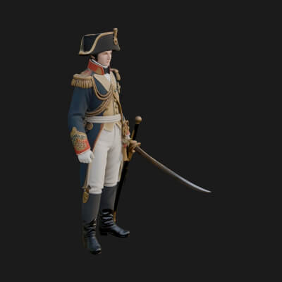 Napoleonic Officer Statue Design 12 3D Print Model
