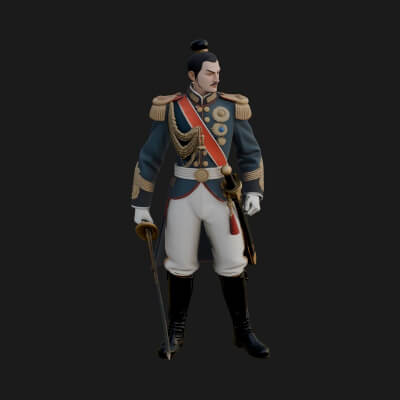 Napoleonic Officer Statue Design 14 3D Print Model