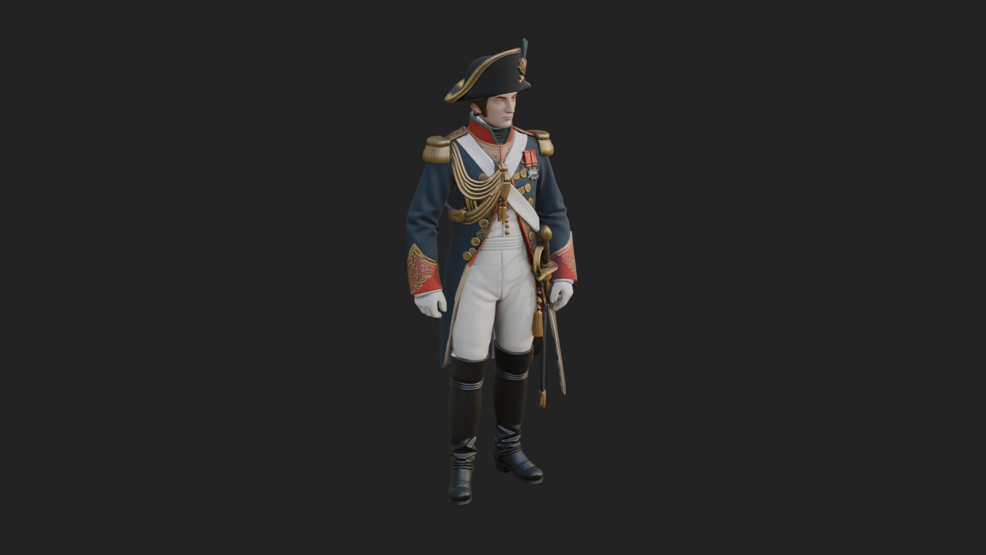Napoleonic Officer Statue Design 5 3D Print Model 3D Model