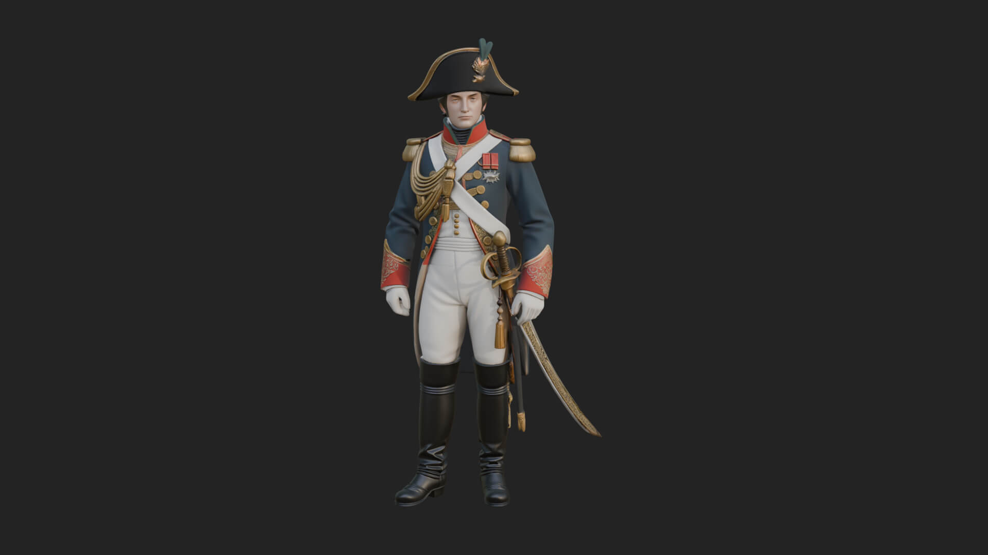 Napoleonic Officer Statue Design 5 3D Print Model 3D Model