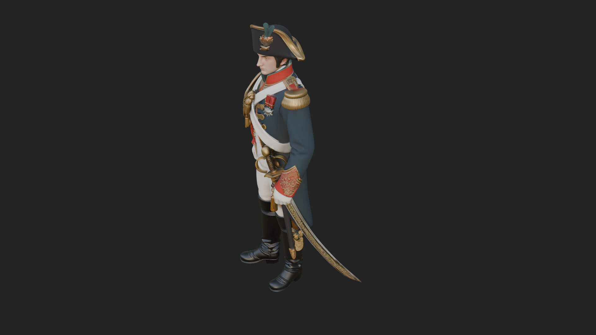 Napoleonic Officer Statue Design 5 3D Print Model 3D Model