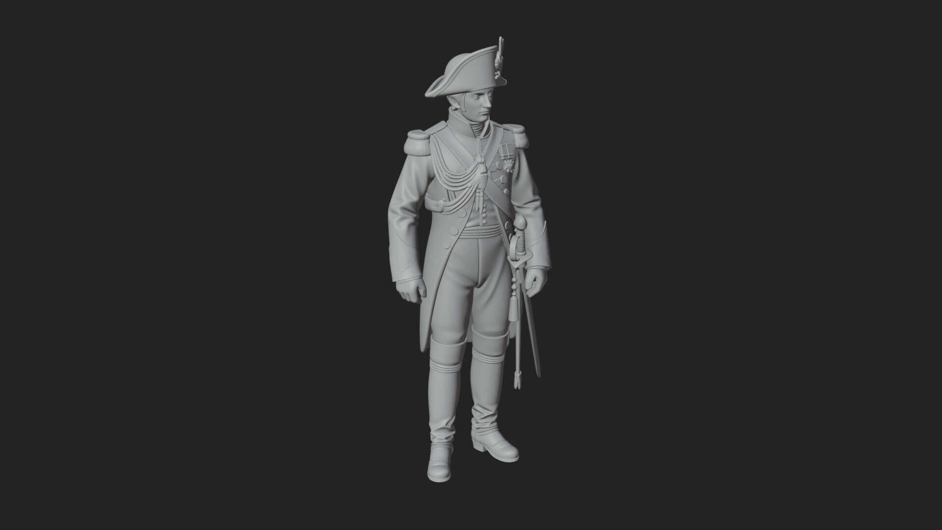 Napoleonic Officer Statue Design 5 3D Print Model 3D Model