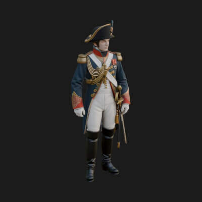 Napoleonic Officer Statue Design 5 3D Print Model