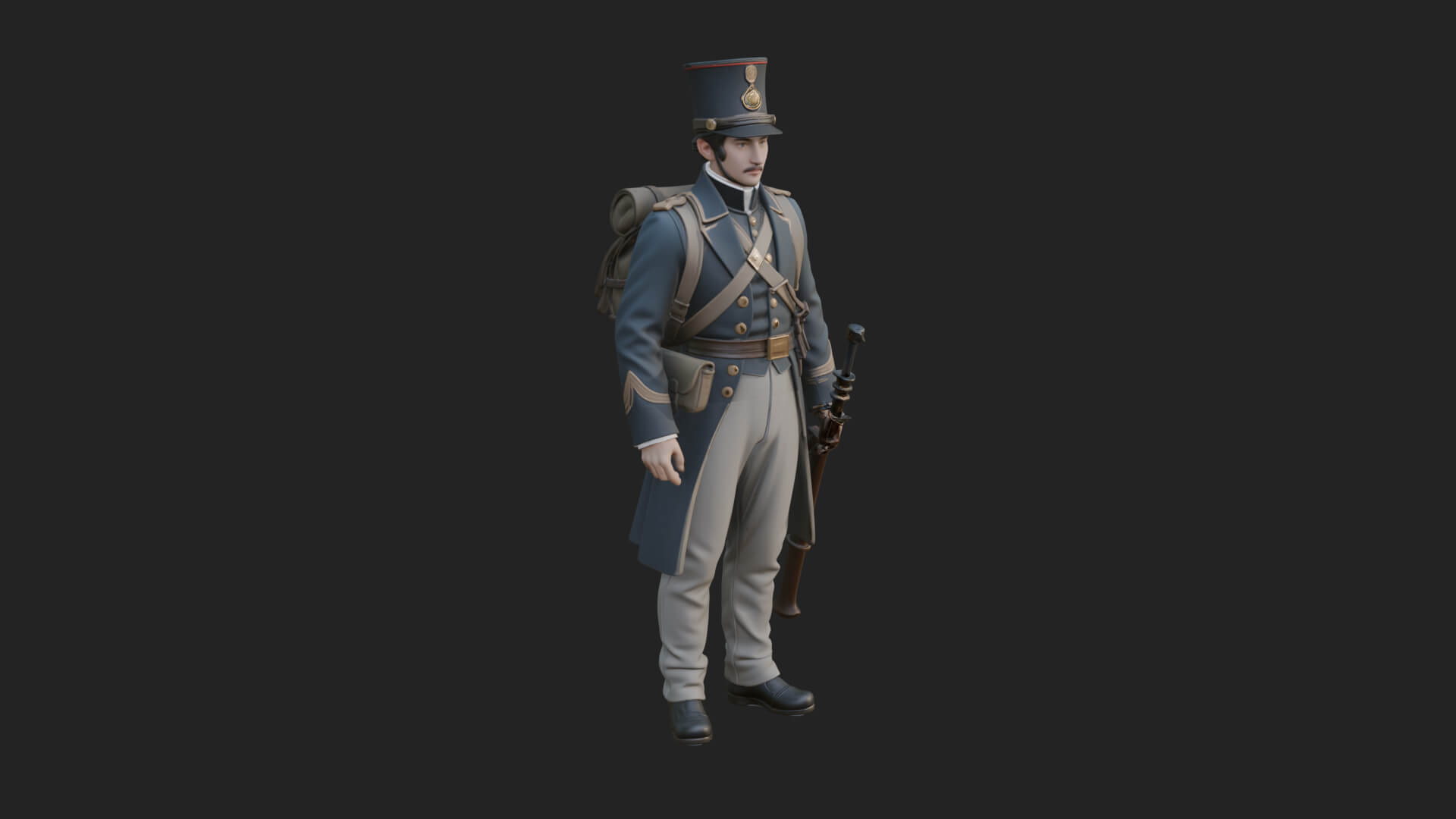 Napoleonic Officer Statue Design 6 3D Print Model 3D Model