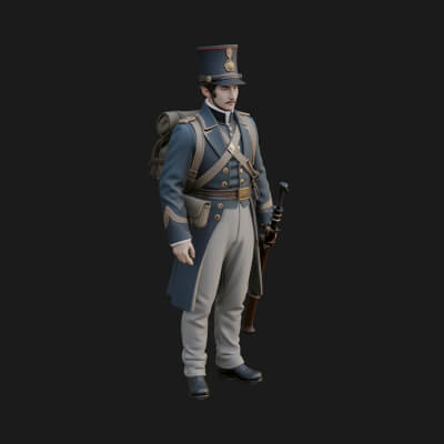 Napoleonic Officer Statue Design 6 3D Print Model