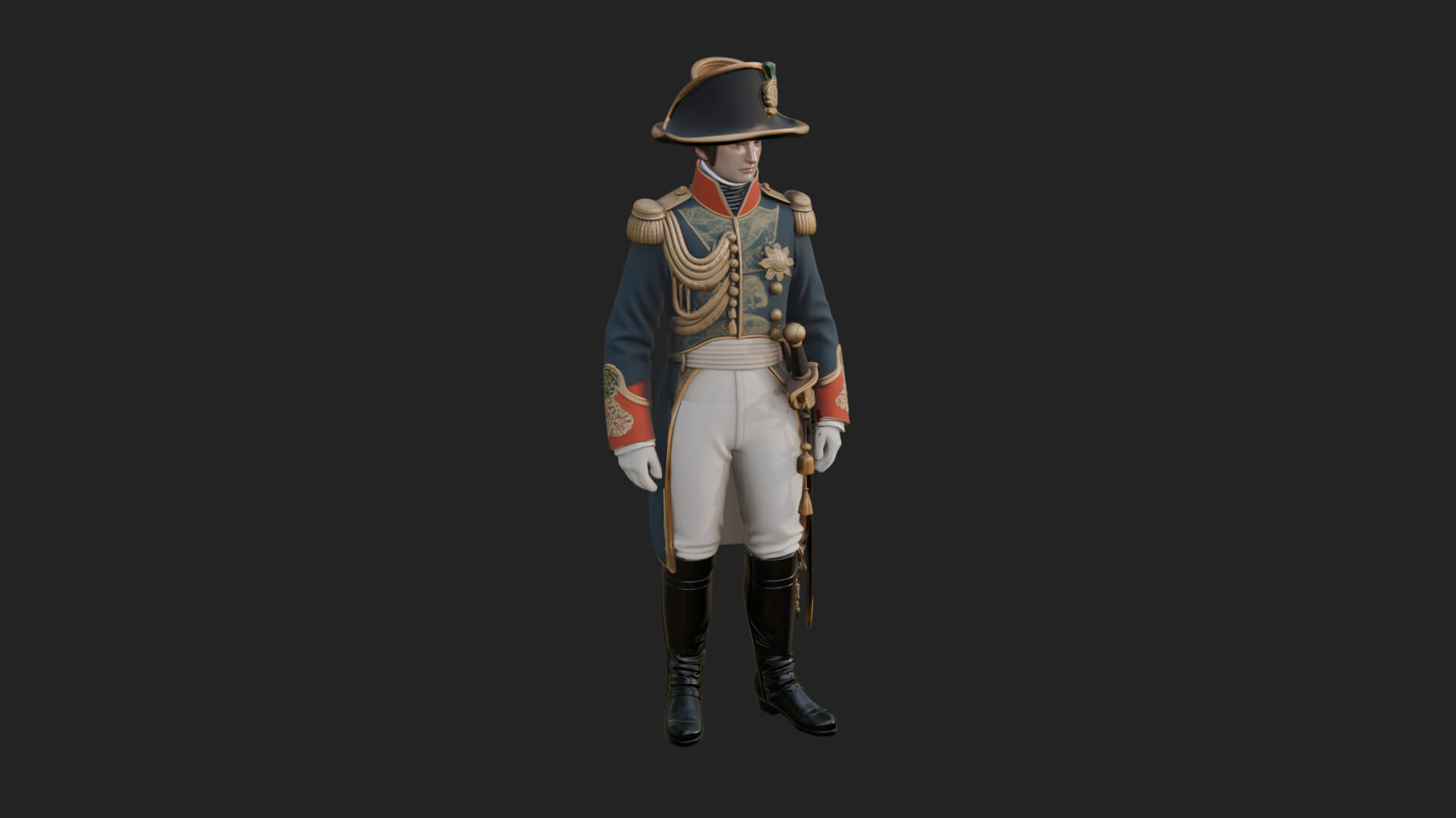 Napoleonic Officer Statue Design 7 3D Print Model 3D Model