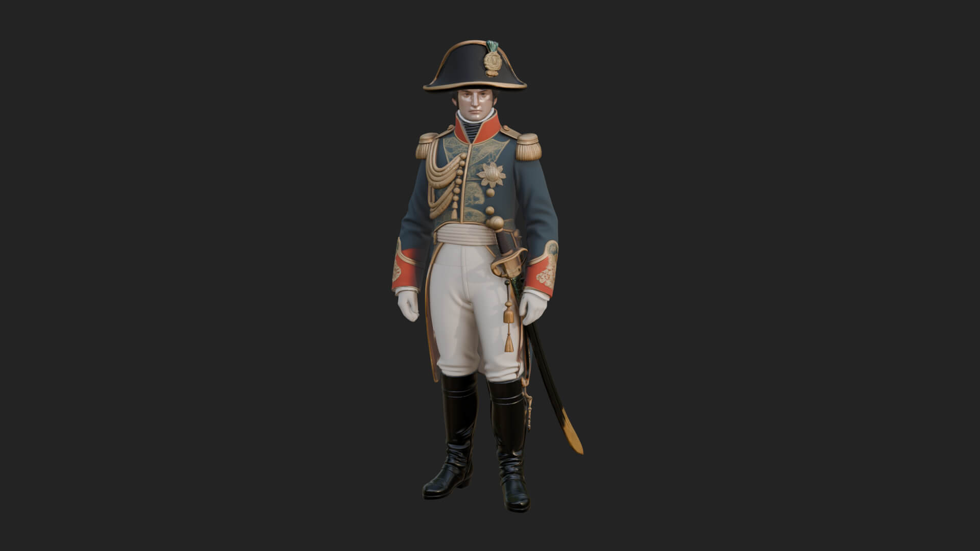 Napoleonic Officer Statue Design 7 3D Print Model 3D Model