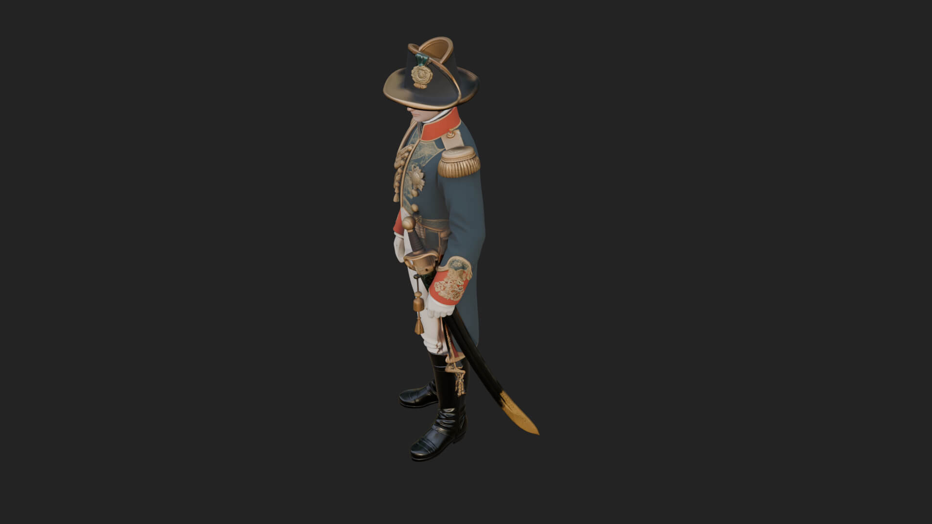 Napoleonic Officer Statue Design 7 3D Print Model 3D Model