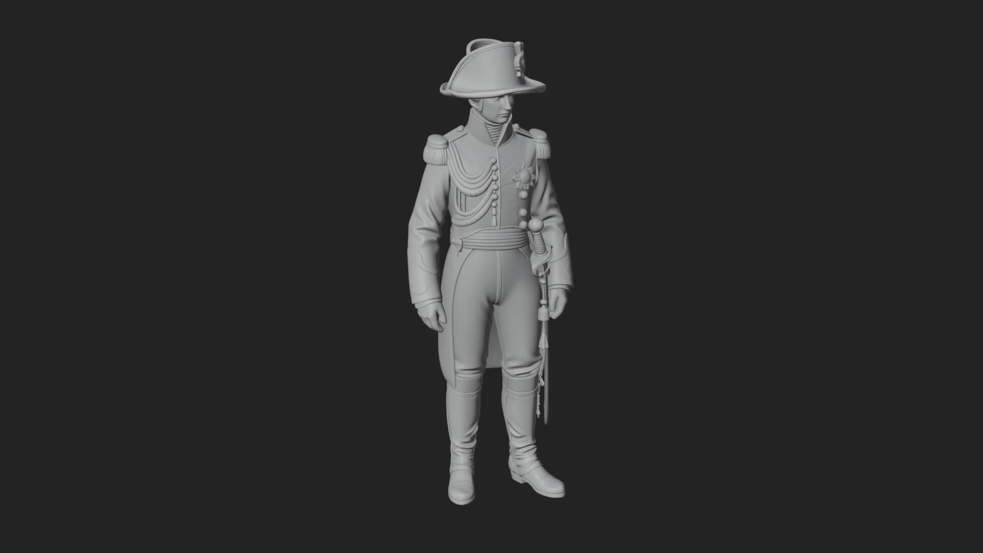Napoleonic Officer Statue Design 7 3D Print Model 3D Model