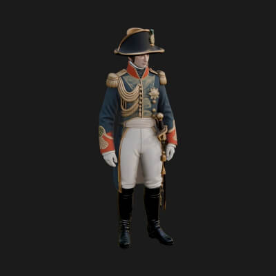 Napoleonic Officer Statue Design 7 3D Print Model
