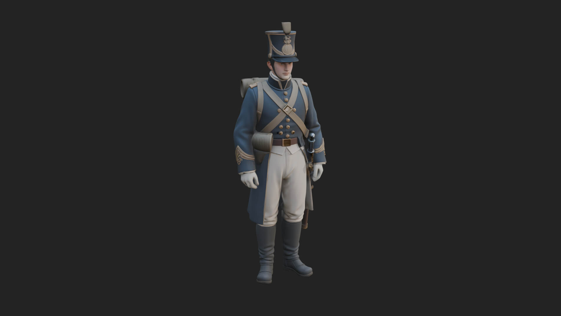 Napoleonic Officer Statue Design 8 3D Print Model 3D Model