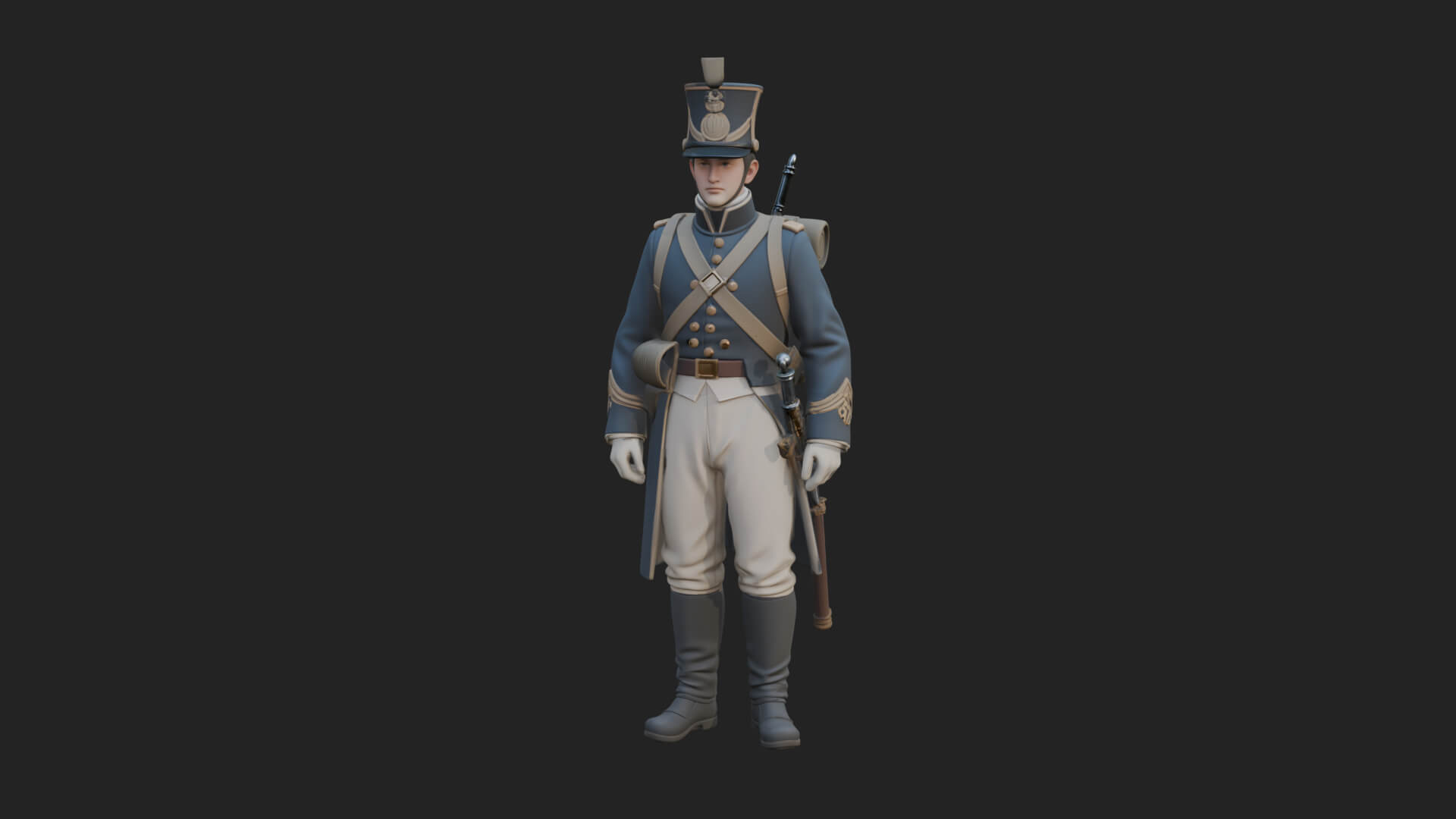 Napoleonic Officer Statue Design 8 3D Print Model 3D Model