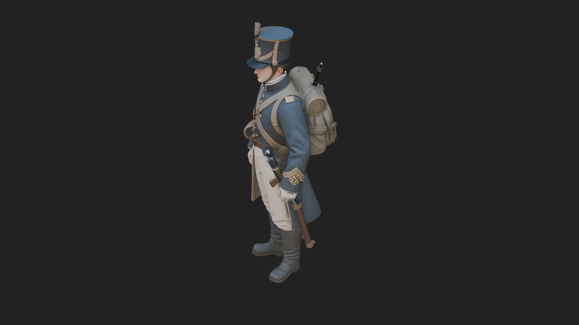 Napoleonic Officer Statue Design 8 3D Print Model 3D Model