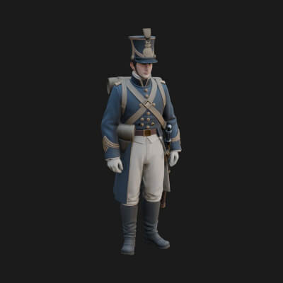 Napoleonic Officer Statue Design 8 3D Print Model