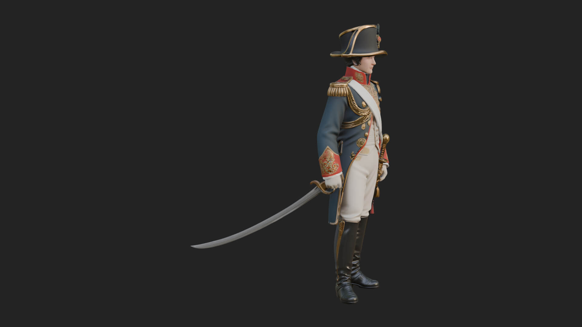 Napoleonic Officer Statue Design 9 3D Print Model 3D Model