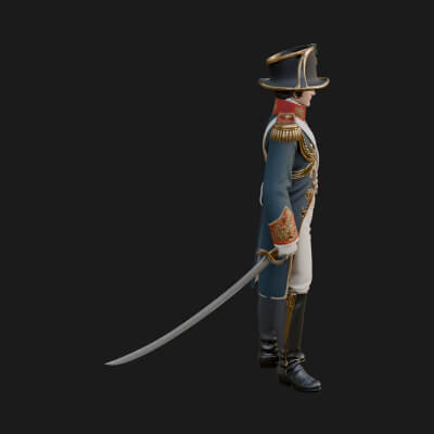 Napoleonic Officer Statue Design 9 3D Print Model