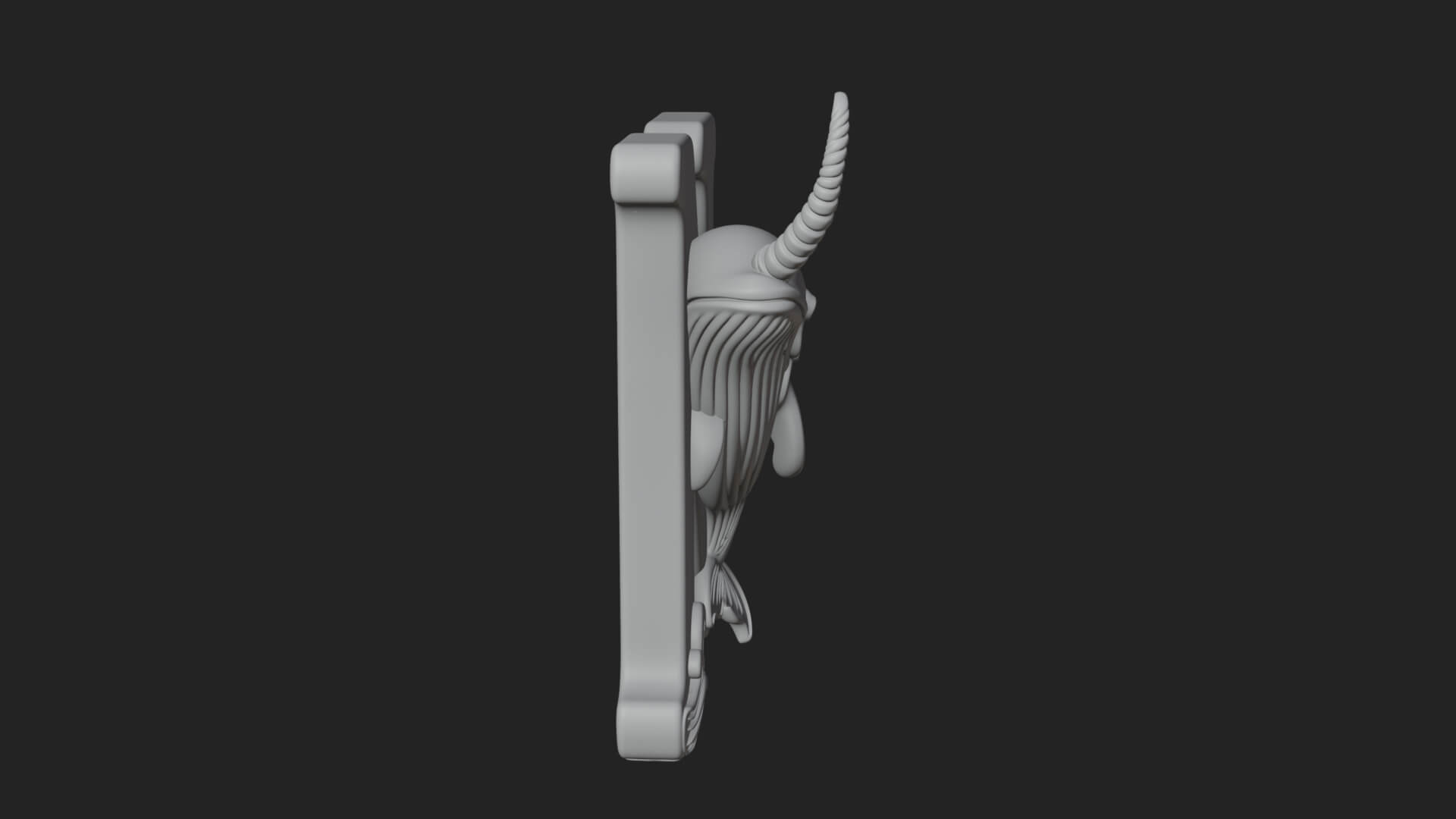 Narwhal Letter N Statue Design 1 3D Print Model 3D Model