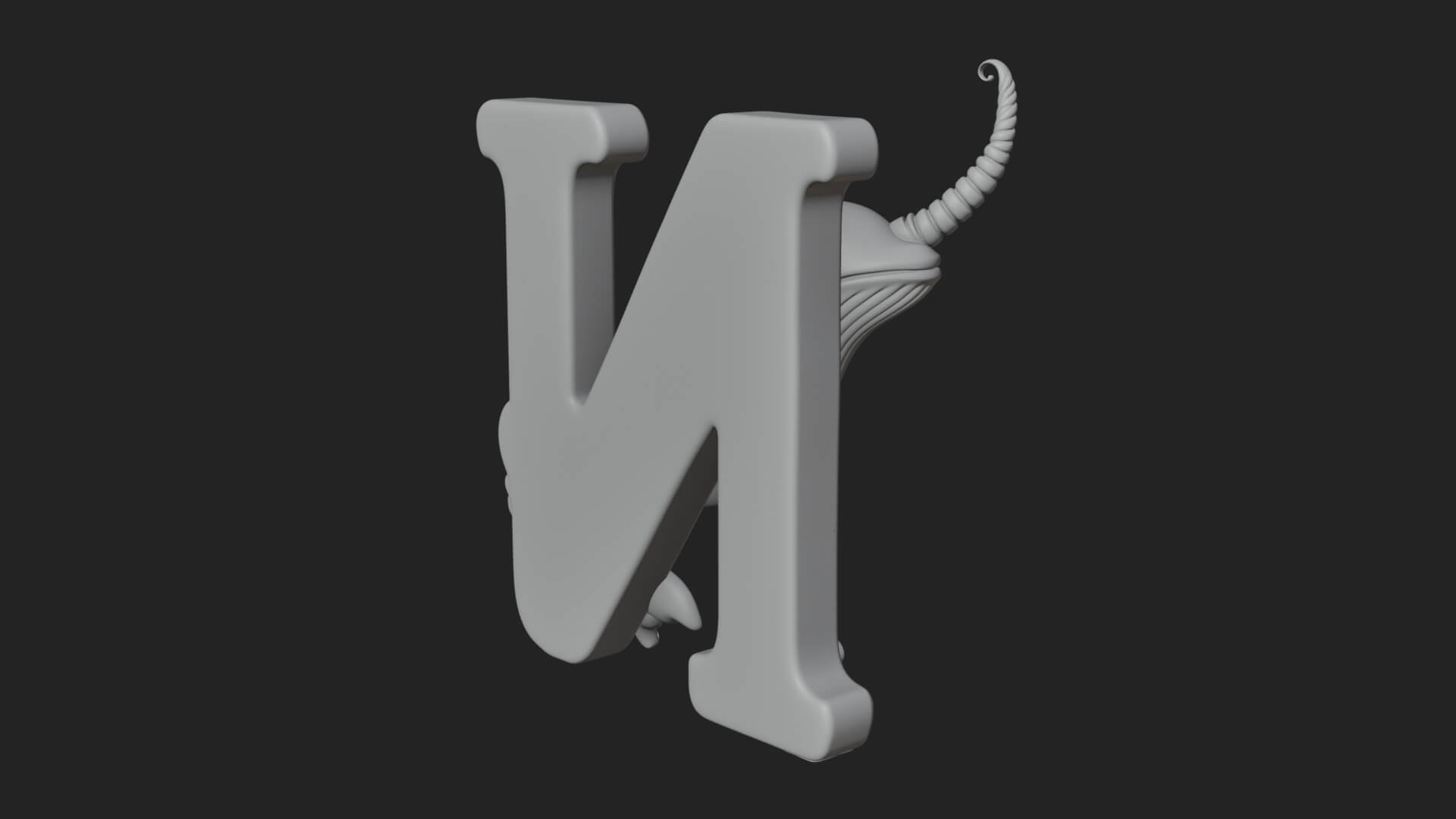 Narwhal Letter N Statue Design 1 3D Print Model 3D Model