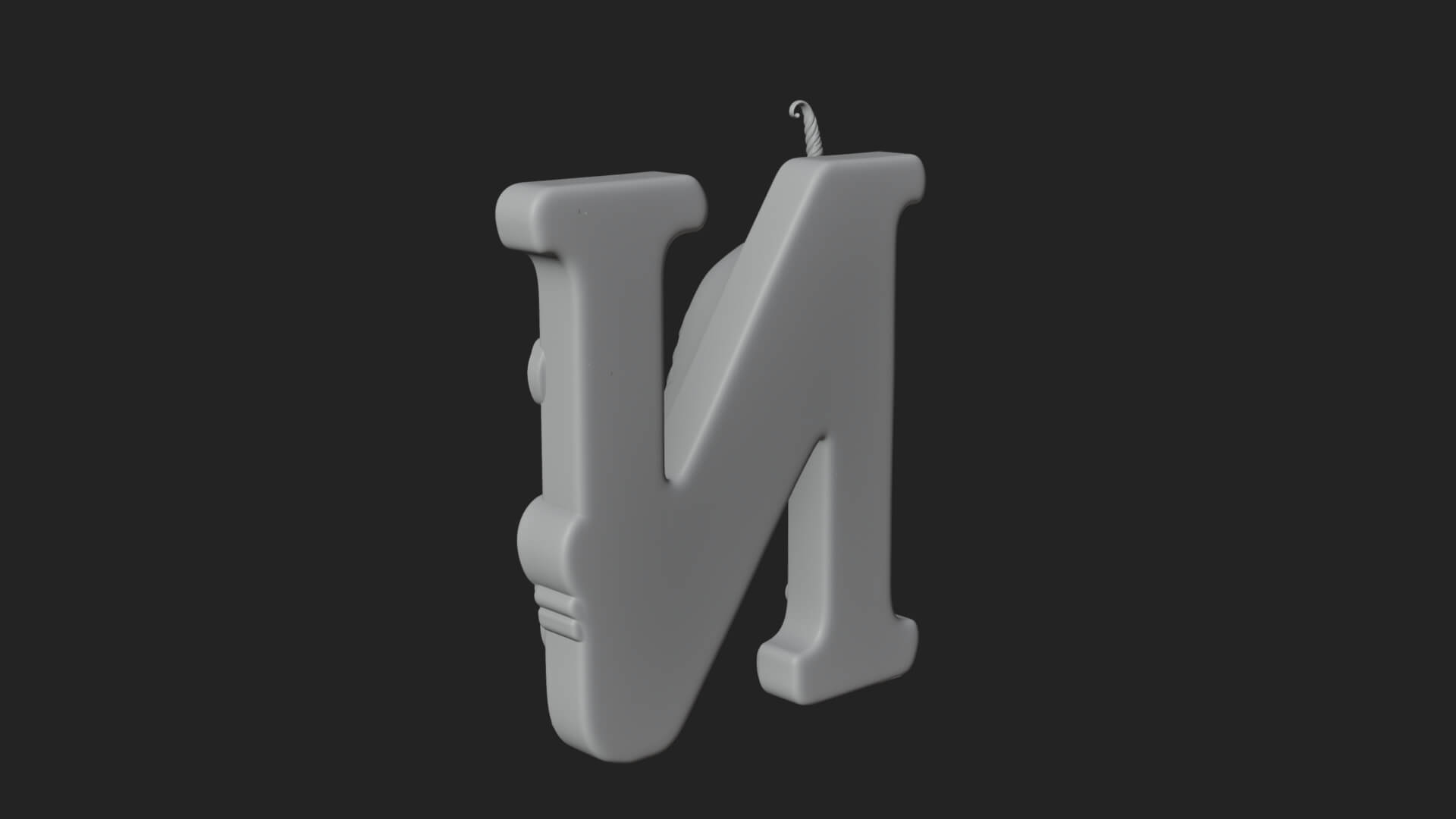 Narwhal Letter N Statue Design 1 3D Print Model 3D Model