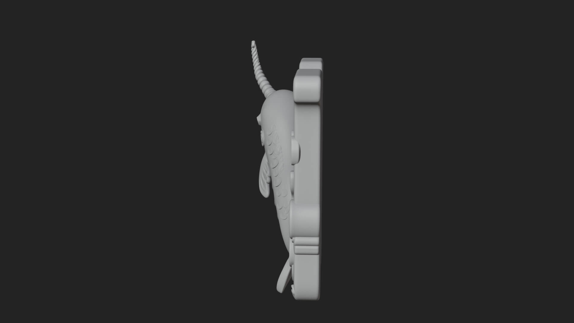 Narwhal Letter N Statue Design 1 3D Print Model 3D Model