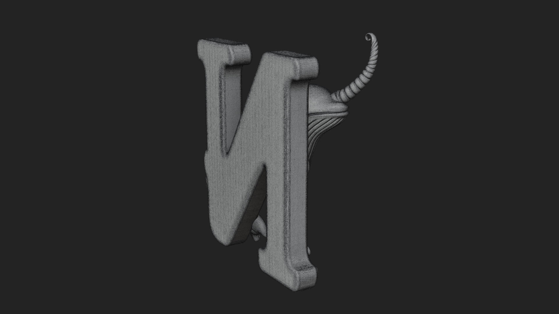Narwhal Letter N Statue Design 1 3D Print Model 3D Model