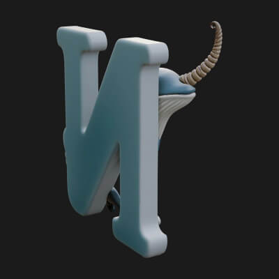 Narwhal Letter N Statue Design 1 3D Print Model