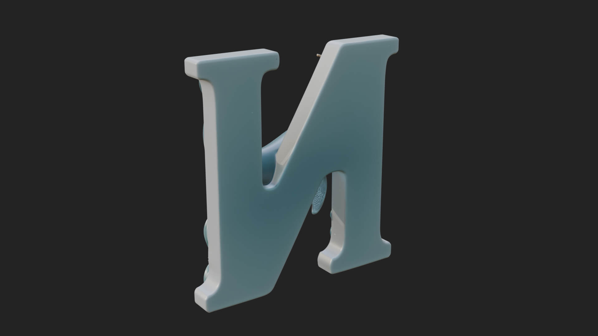 Narwhal Letter N Statue Design 2 3D Print Model 3D Model