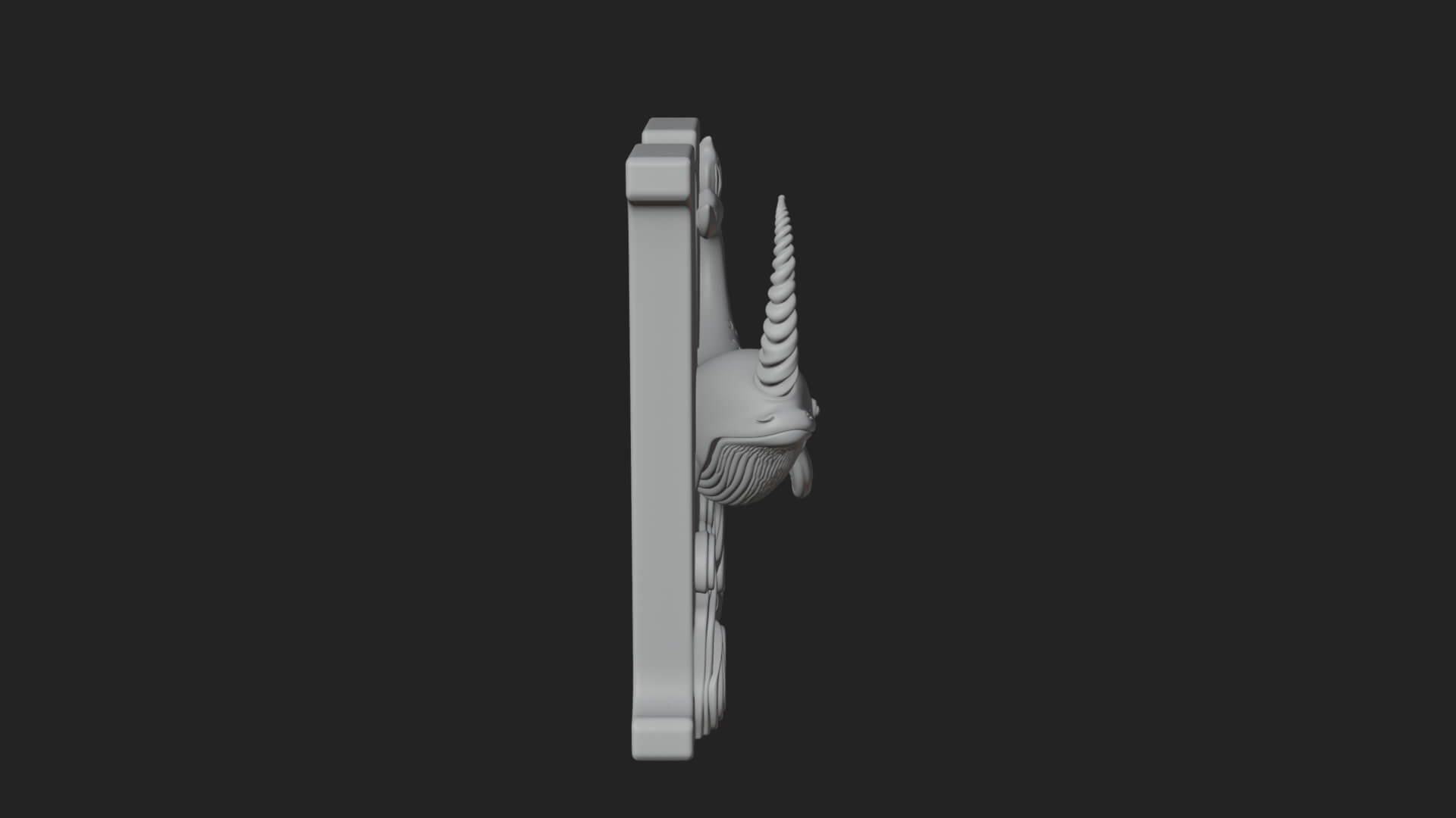 Narwhal Letter N Statue Design 2 3D Print Model 3D Model