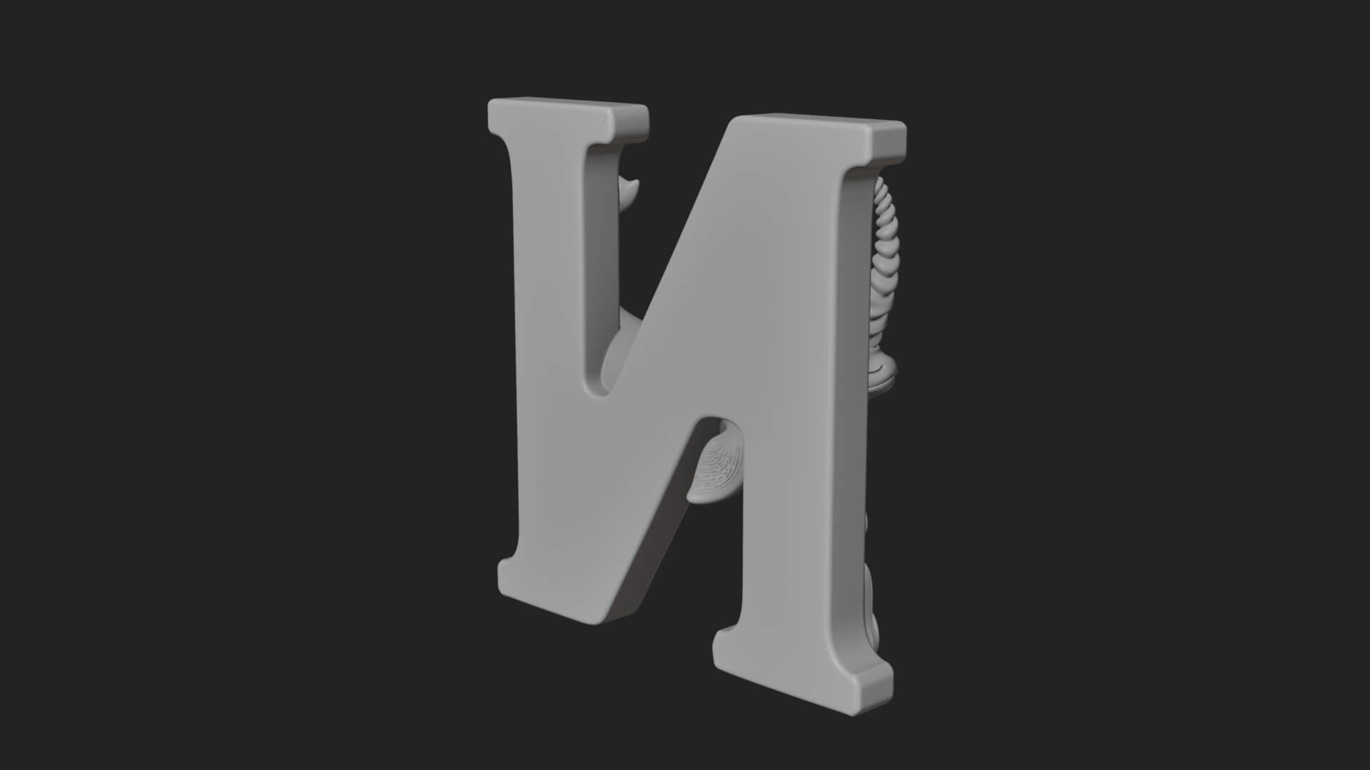 Narwhal Letter N Statue Design 2 3D Print Model 3D Model