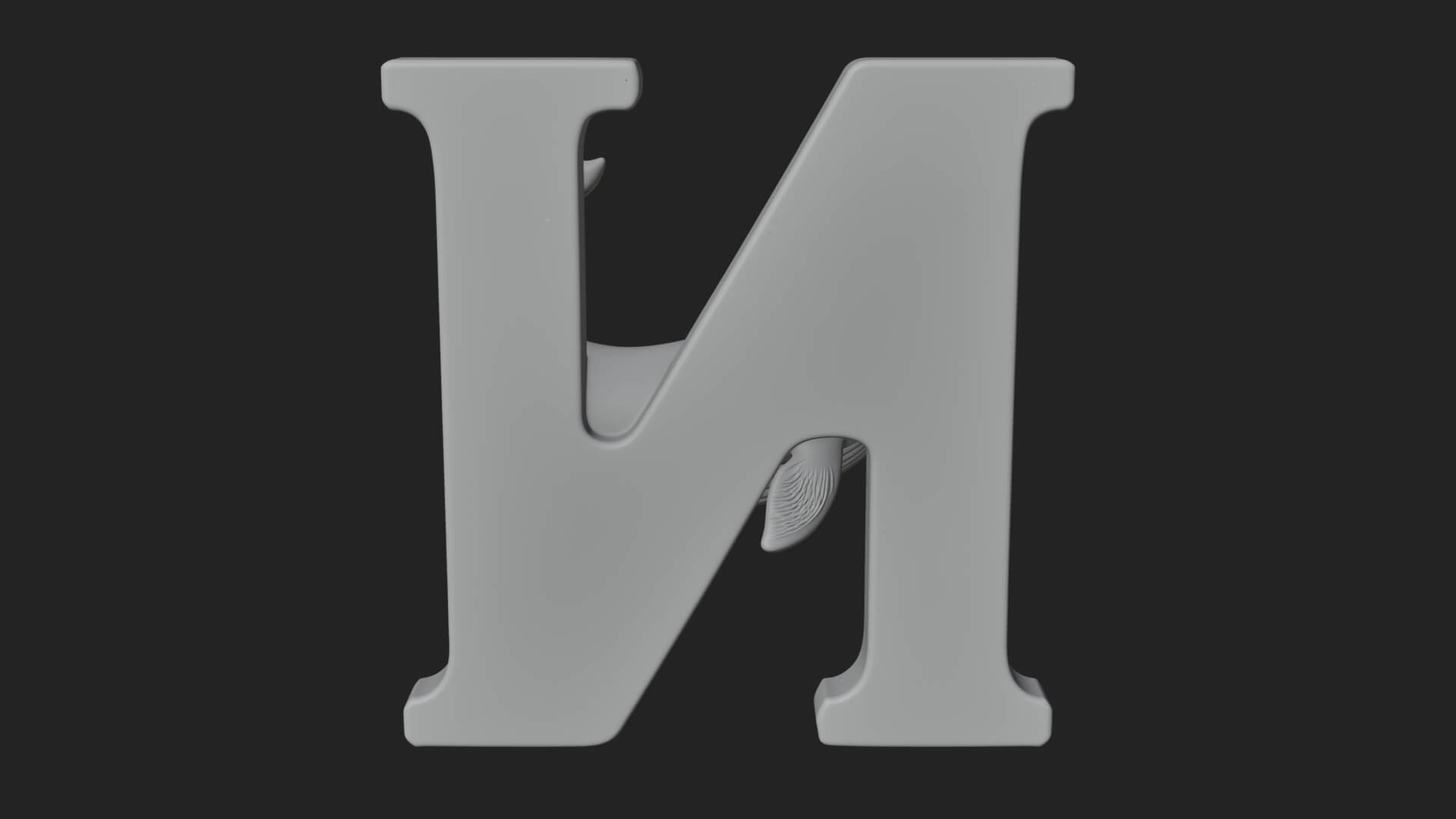 Narwhal Letter N Statue Design 2 3D Print Model 3D Model