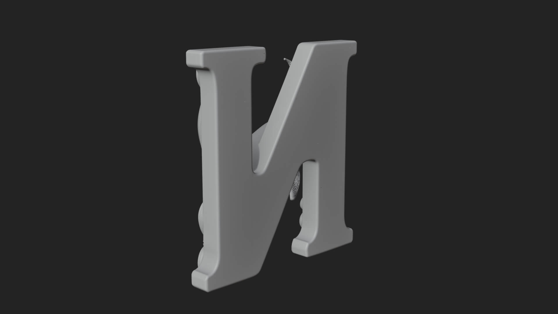 Narwhal Letter N Statue Design 2 3D Print Model 3D Model