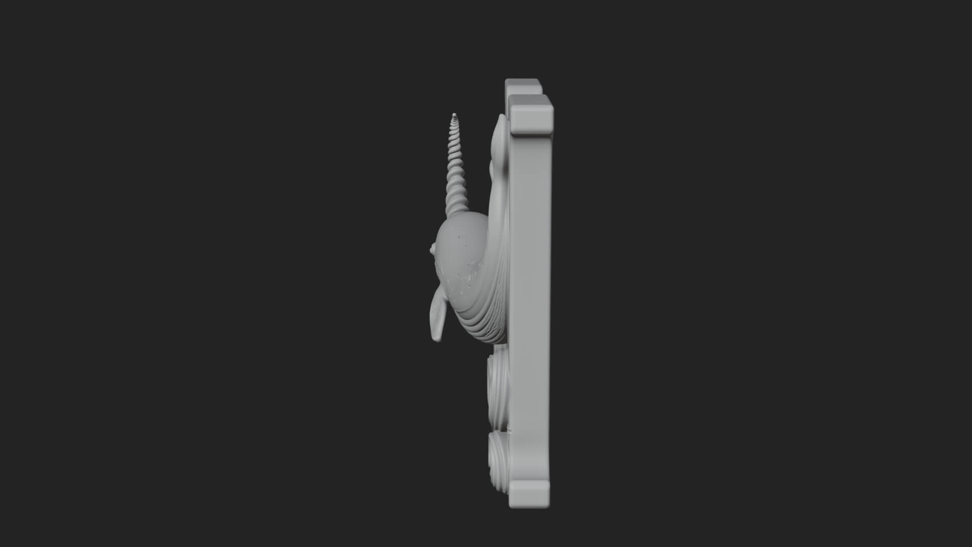 Narwhal Letter N Statue Design 2 3D Print Model 3D Model