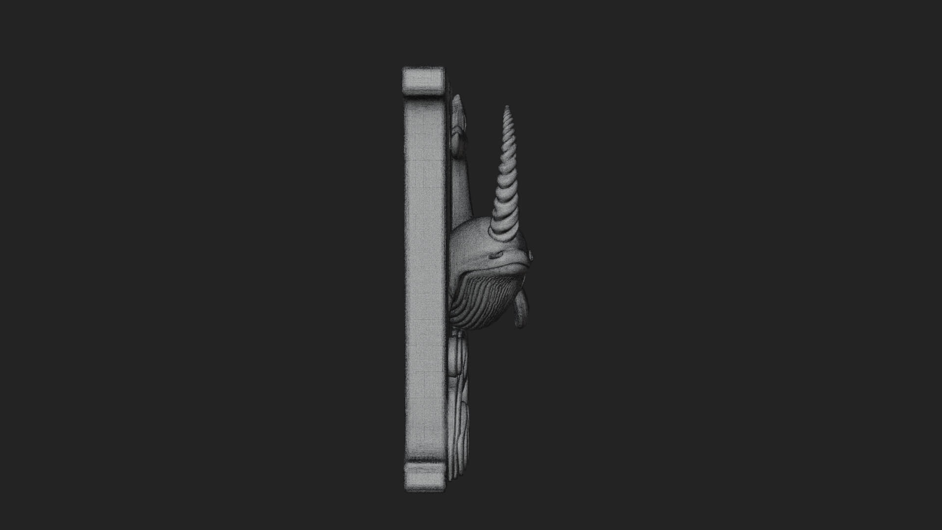 Narwhal Letter N Statue Design 2 3D Print Model 3D Model