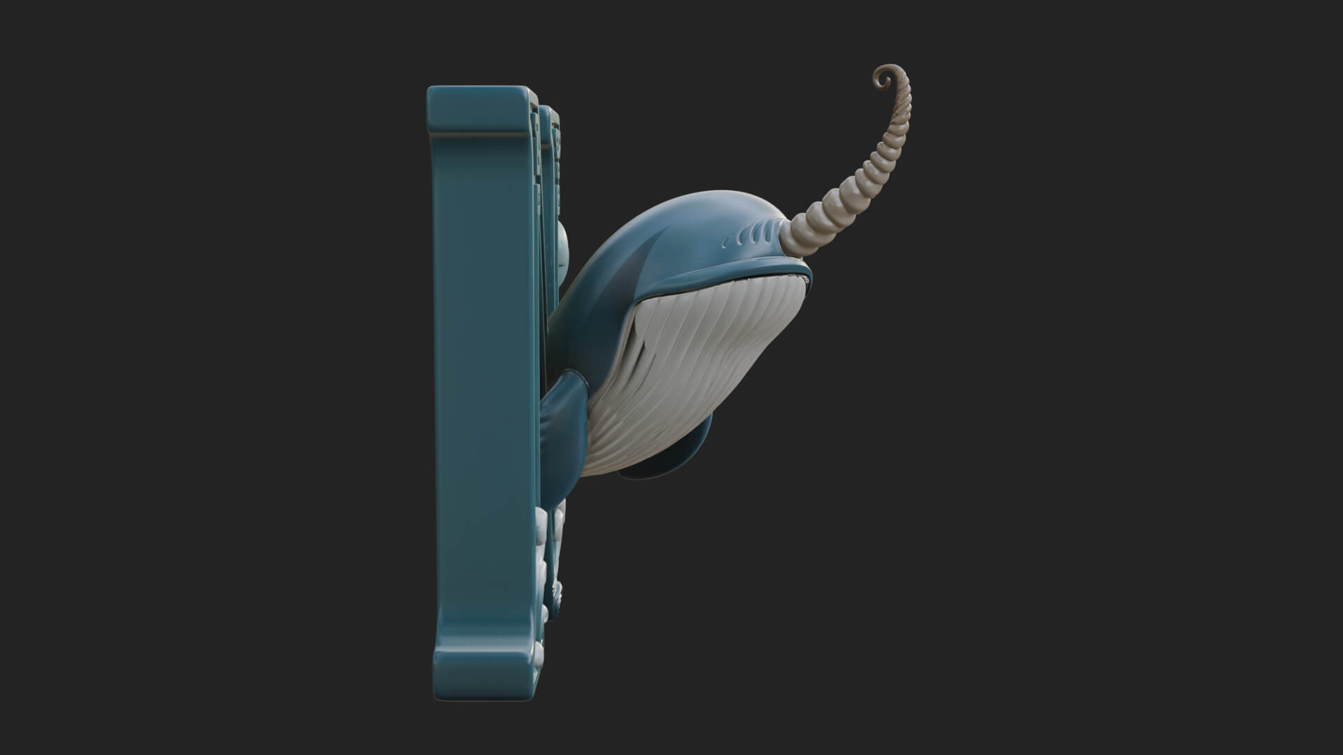 Narwhal Letter N Statue Design 3 3D Print Model 3D Model