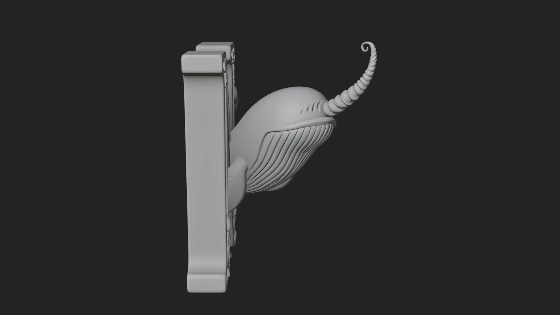 Narwhal Letter N Statue Design 3 3D Print Model 3D Model
