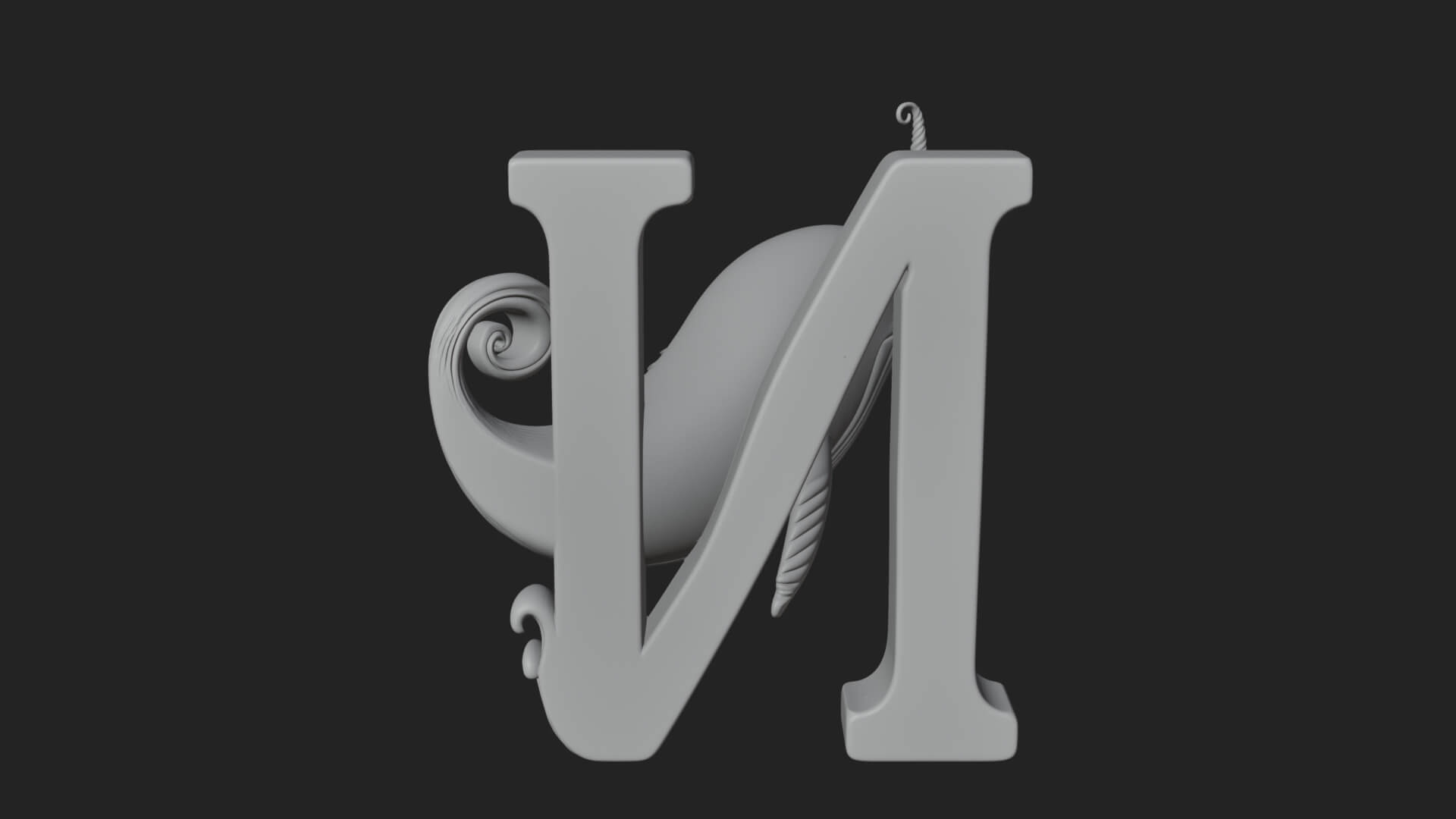 Narwhal Letter N Statue Design 3 3D Print Model 3D Model