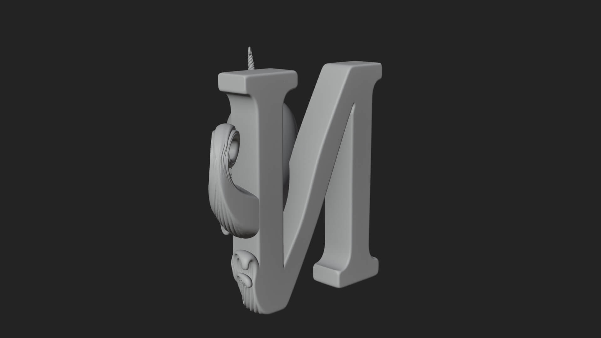 Narwhal Letter N Statue Design 3 3D Print Model 3D Model