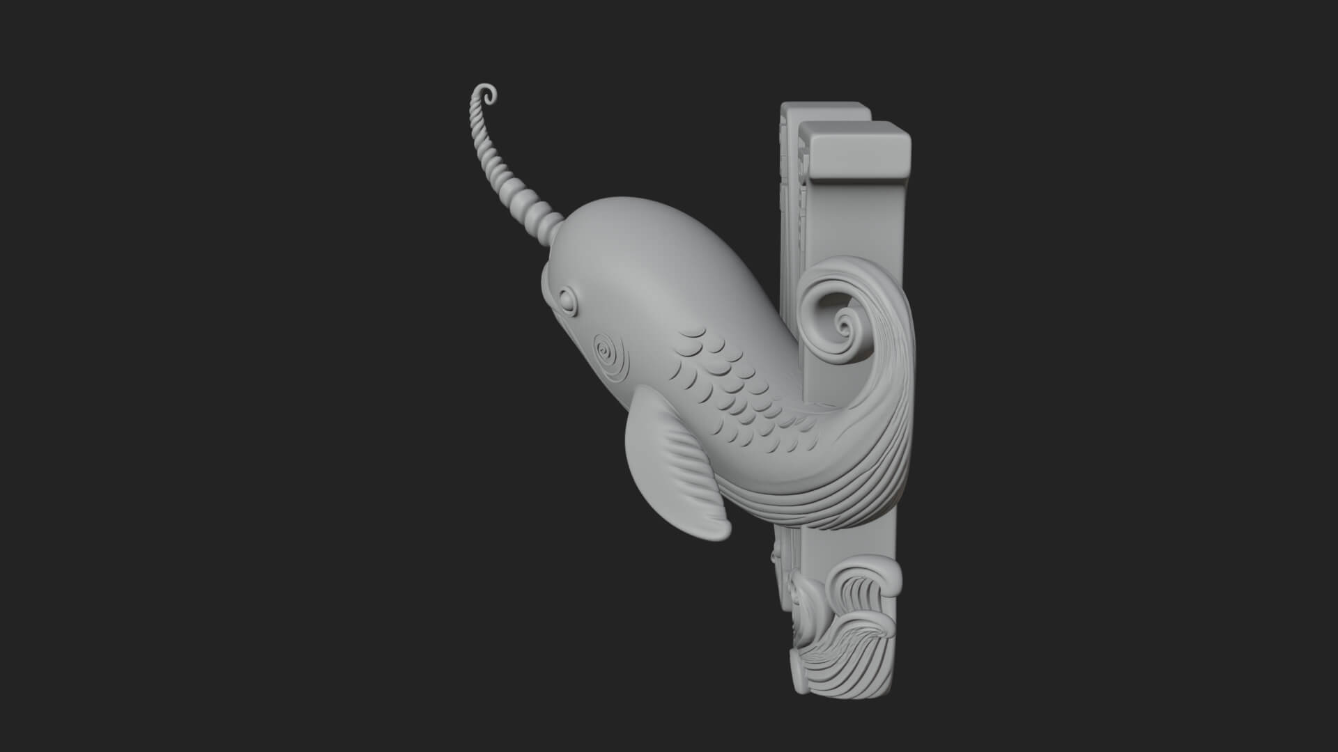 Narwhal Letter N Statue Design 3 3D Print Model 3D Model