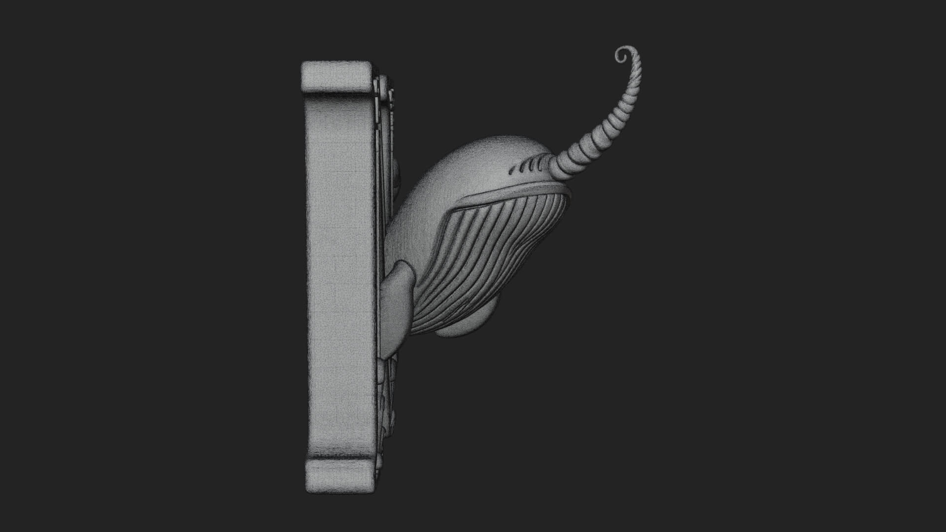 Narwhal Letter N Statue Design 3 3D Print Model 3D Model