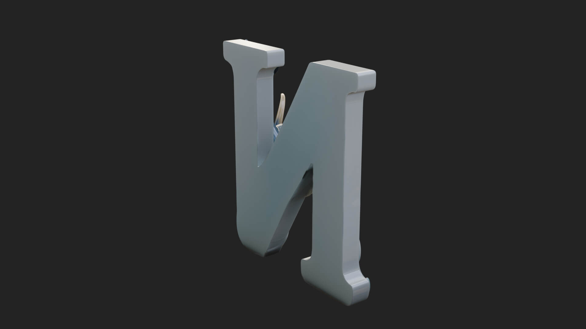 Narwhal Letter N Statue Design 4 3D Print Model 3D Model