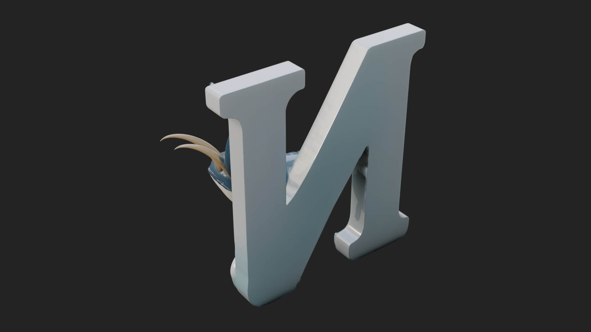 Narwhal Letter N Statue Design 4 3D Print Model 3D Model