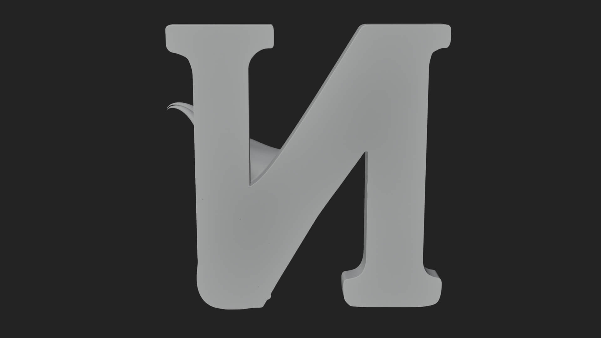Narwhal Letter N Statue Design 4 3D Print Model 3D Model