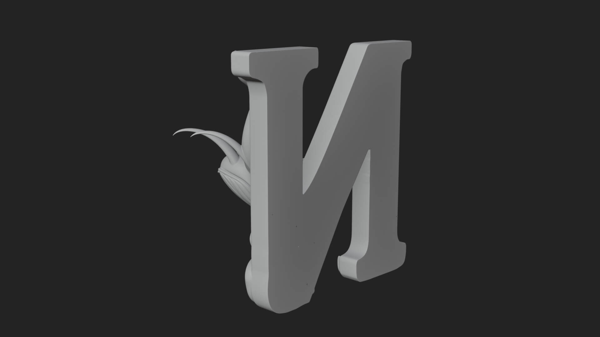 Narwhal Letter N Statue Design 4 3D Print Model 3D Model