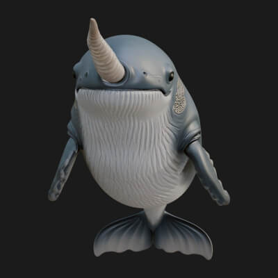 Narwhal Whale Statue Design 1 3D Print Model
