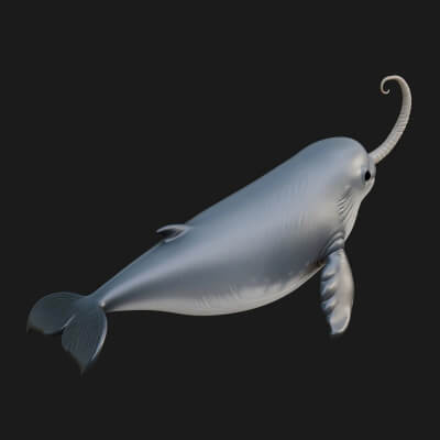 Narwhal Whale Statue Design 3 3D Print Model